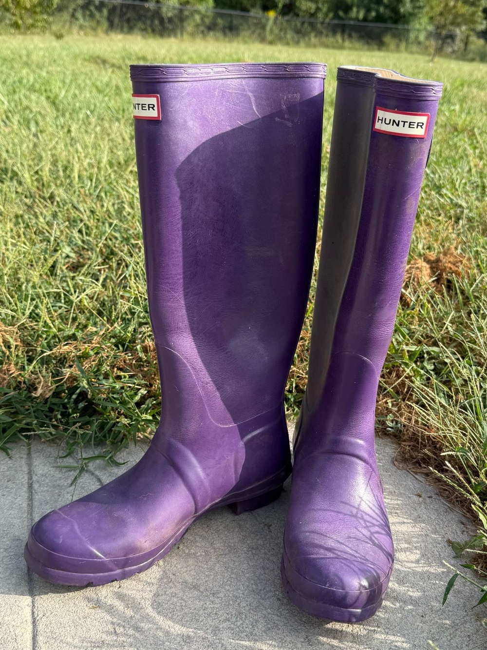Genuine TALL Hunter rain boots purple wellies US 9 women’s